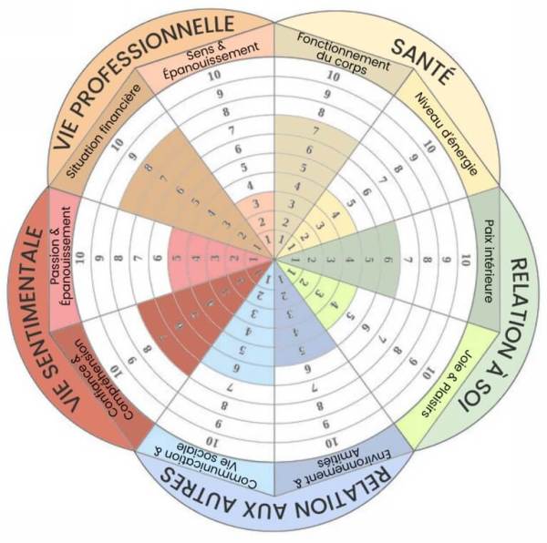 Comment utiliser la Roue de la Vie pour faire le point sur sa vie 2 La roue de la vie sous forme de diagramme en radar